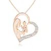 Angara Lab-grown Diamond Heart Mother & Baby Pendant In Rose Gold/f-g