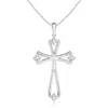 Angara Lab-grown Diamond Knife-edged Budded Cross Pendant In Platinum/f-g