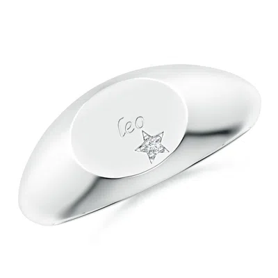 Angara Lab-grown Diamond Leo Engraved Signet Ring In Metallic