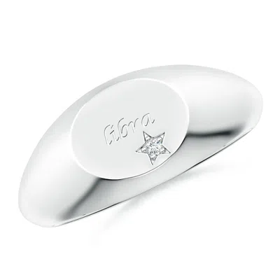 Angara Lab-grown Diamond Libra Engraved Signet Ring In Metallic