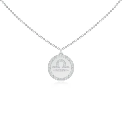Angara Lab-grown Diamond Libra Zodiac Sign Reversible Medallion Pendant In Metallic