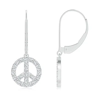 Angara Lab-grown Diamond Peace Sign Leverback Earrings In Metallic