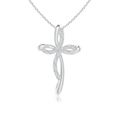 Angara Lab-grown Diamond Ribbon Cross Pendant In Metallic