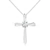 Angara Lab-grown Diamond Ribbon Twist Cross Pendant In White Gold/f-g