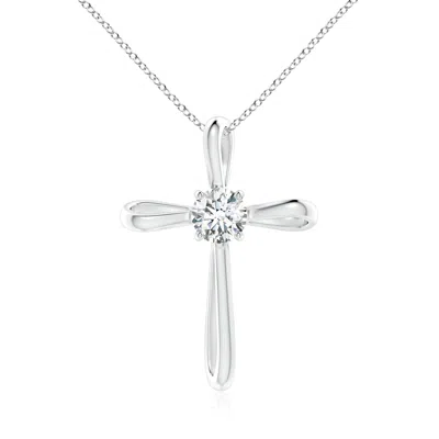 Angara Lab-grown Diamond Ribbon Twist Cross Pendant In Metallic