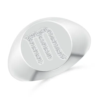 Angara Lab-grown Diamond Scorpio Zodiac Sign Signet Ring In Metallic