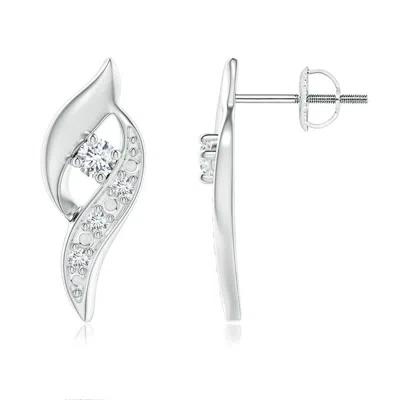 Angara Lab-grown Diamond Shell Stud Earrings In Metallic