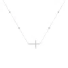 Angara Lab-grown Diamond Sideways Cross Station Necklace In White Gold/f-g