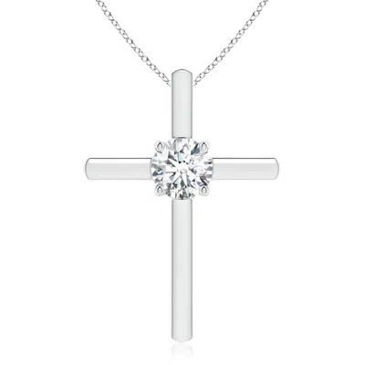 Angara Lab-grown Diamond Solitaire Cross Pendant In Metallic