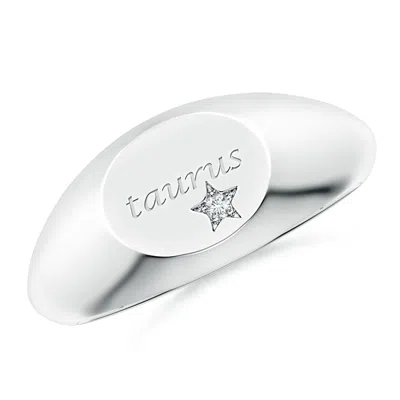 Angara Lab-grown Diamond Taurus Engraved Signet Ring In Metallic