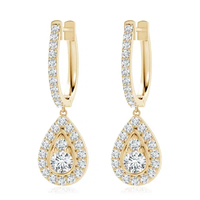 Angara Lab-grown Diamond Teardrop Hoop Earrings In Gold