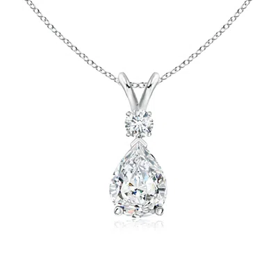 Angara Lab-grown Diamond Teardrop Pendant With Diamond Accent In Metallic