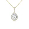 Angara Lab-grown Diamond Teardrop Pendant With Halo In Yellow Gold/f-g