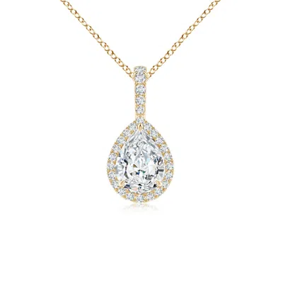 Angara Lab-grown Diamond Teardrop Pendant With Halo In Gold