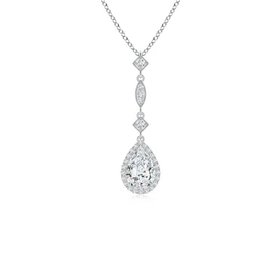 Angara Lab-grown Diamond Teardrop Pendant With Lab Diamond Accents In Metallic