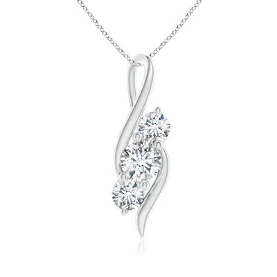 Angara Lab-grown Diamond Three Stone Pendant With Twisted Bale In Metallic