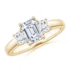 Angara Lab-grown Diamond Three Stone Ring In Yellow Gold/f-g