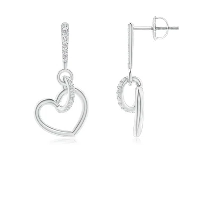 Angara Lab-grown Diamond Tilted Heart Drop Earrings In Metallic