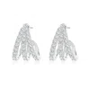 Angara Lab-grown Diamond Trident Huggie Hoop Earrings In White Gold/f-g