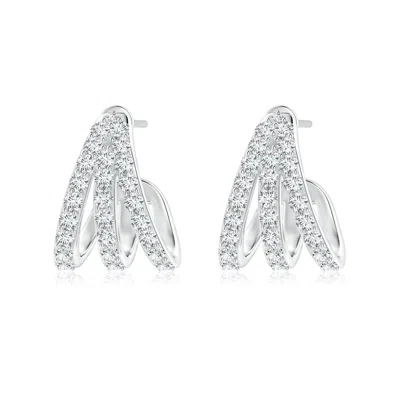 Angara Lab-grown Diamond Trident Huggie Hoop Earrings In Metallic