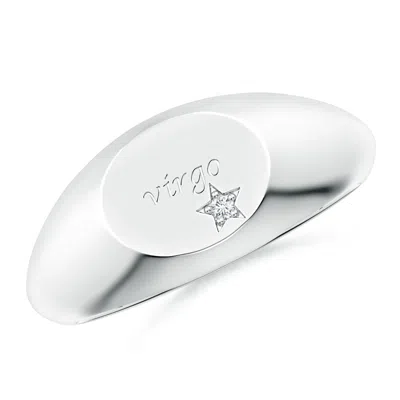Angara Lab-grown Diamond Virgo Engraved Signet Ring In Metallic