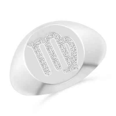 Angara Lab-grown Diamond Virgo Zodiac Sign Signet Ring In Metallic