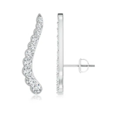 Angara Lab-grown Diamond Wavy Ear Climbers With Milgrain In Metallic