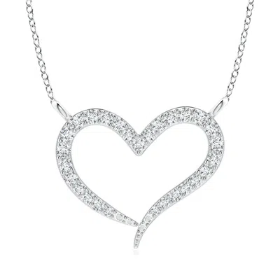 Angara Lab-grown Diamond Wavy Heart Pendant In Metallic