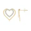 Angara Lab-grown Double Heart Diamond Stud Earrings In Yellow Gold/f-g