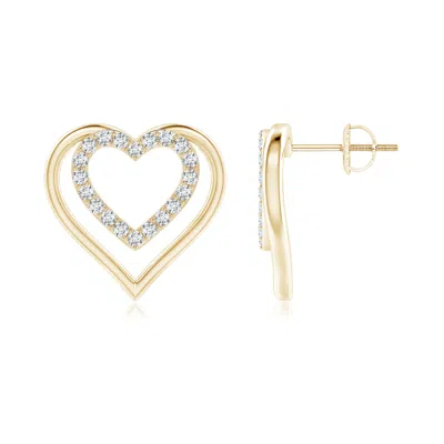 Angara Lab-grown Double Heart Diamond Stud Earrings In Gold