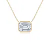 Angara Lab-grown East-west Bezel-set Emerald-cut Diamond Pendant In Yellow Gold/f-g