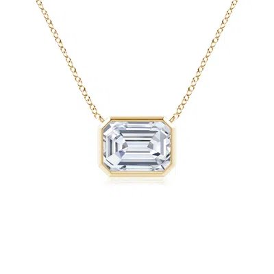 Angara Lab-grown East-west Bezel-set Emerald-cut Diamond Pendant In Gold