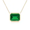 Angara Lab-grown East-west Bezel-set Emerald-cut Emerald Pendant In Yellow Gold/rich Green