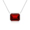 Angara Lab-grown East-west Bezel-set Emerald-cut Ruby Pendant In White Gold/deep Rich Red