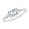 Angara Lab-grown East-west Emerald-cut Diamond Side Stone Engagement Ring In White Gold/f-g