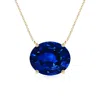 Angara Lab-grown East-west Oval Blue Sapphire Solitaire Pendant In Yellow Gold/deep Rich Blue