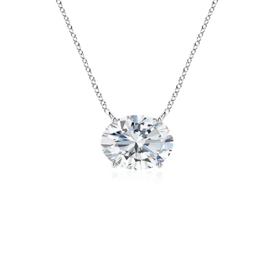 Angara Lab-grown East-west Oval Diamond Solitaire Pendant In Metallic