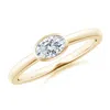 Angara Lab-grown East-west Oval Diamond Solitaire Ring In Yellow Gold/f-g