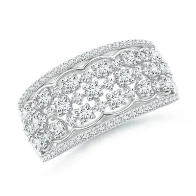 Angara Lab-grown Edwardian Style Diamond Lace Pattern Broad Anniversary Ring In Metallic