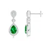Angara Lab-grown Emerald And Diamond Halo Teardrop Earrings In White Gold/rich Green