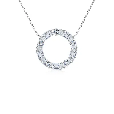 Angara Lab-grown Emerald-cut And Oval Diamond Circle Of Life Pendant In Metallic