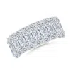 Angara Lab-grown Emerald-cut And Oval Diamond Triple Layer Wedding Ring In Platinum/f-g