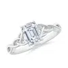 Angara Lab-grown Emerald-cut Diamond Celtic Knot Engagement Ring In White Gold/f-g