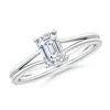 Angara Lab-grown Emerald-cut Diamond Double Shank Solitaire Engagement Ring In White Gold/f-g
