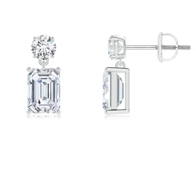 Angara Lab-grown Emerald-cut Diamond Drop Earrings In Metallic