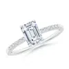 Angara Lab-grown Emerald-cut Diamond Engagement Ring With Lab Diamond Accents In White Gold/f-g