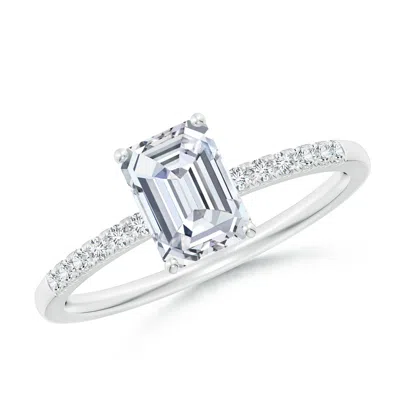 Angara Lab-grown Emerald-cut Diamond Engagement Ring With Lab Diamond Accents In Metallic