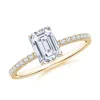 Angara Lab-grown Emerald-cut Diamond Hidden Halo Engagement Ring In Yellow Gold/f-g