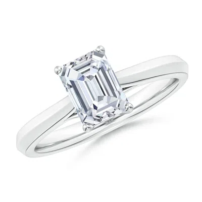 Angara Lab-grown Emerald-cut Diamond Knife-edge Shank Trellis Engagement Ring In Metallic