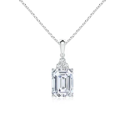 Angara Lab-grown Emerald-cut Diamond Pendant With Lab Diamond Trio In Metallic